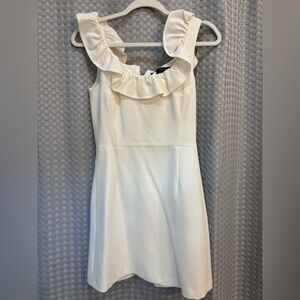 French Connection Cream Ruffle Mini Dress